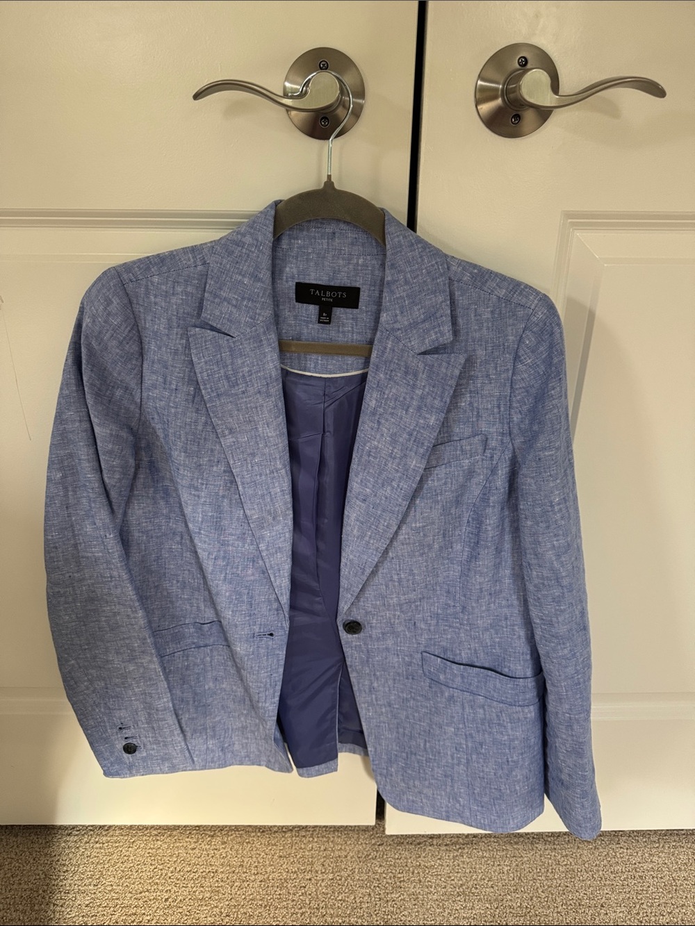 Talbots Light Blue Linen-Blend Single-Button Blazer